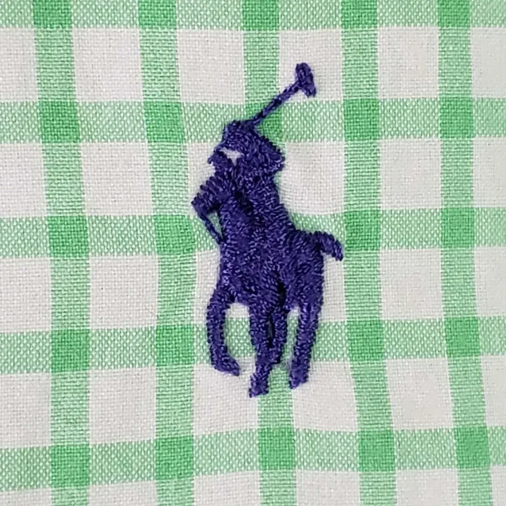 Polo Ralph Lauren Shirt Oxford Button Down Mens Size XL LS Green Gingham
